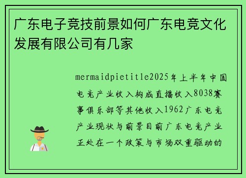广东电子竞技前景如何广东电竞文化发展有限公司有几家